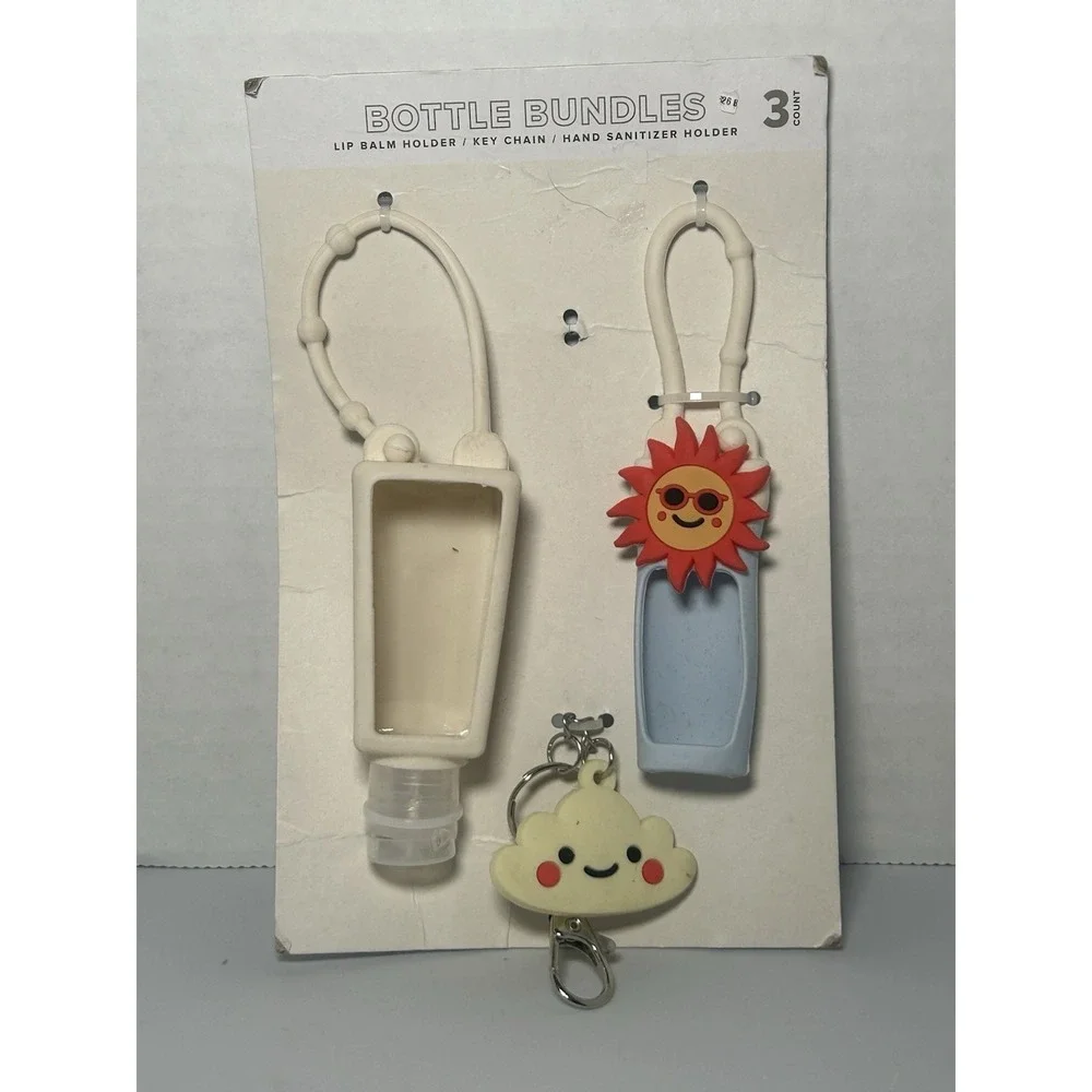 NEW 3 Bottle Bundles Cloud/Sun Lip Balm Holder -Key Chain- Hand Sanitizer Holder